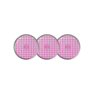 Pink Checkers with Sea Shell- Golf Ball Marker