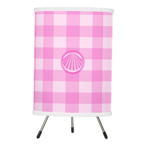 Pink Checkers with Sea Shell Tripod Lamp