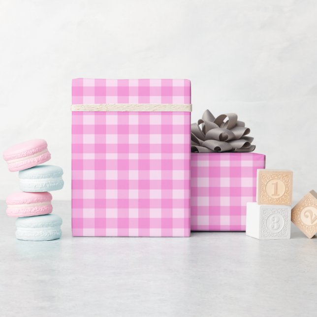 Pink Checkers Wrapping Paper (Baby Shower)