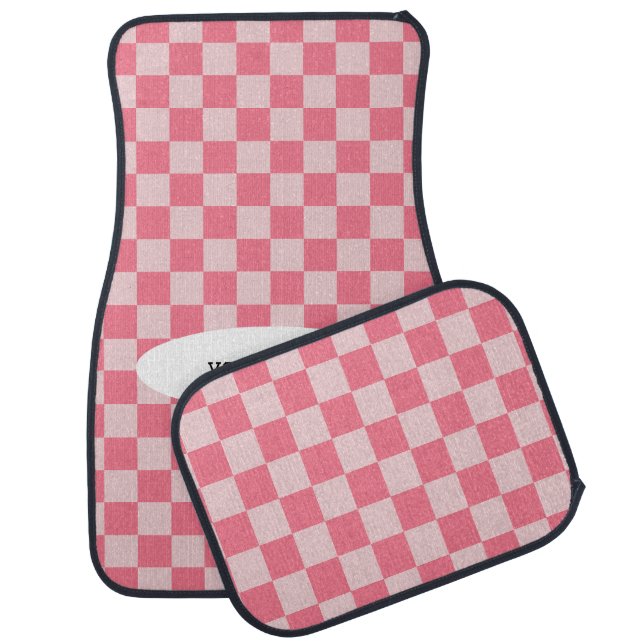 Pink Checks Custom Car Floor Mat (Set)