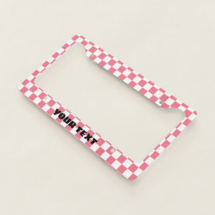 Pink Checks License Plate Frame