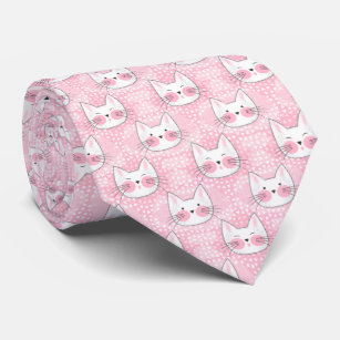 Pink Cheeked Kitty Cat Neck Tie
