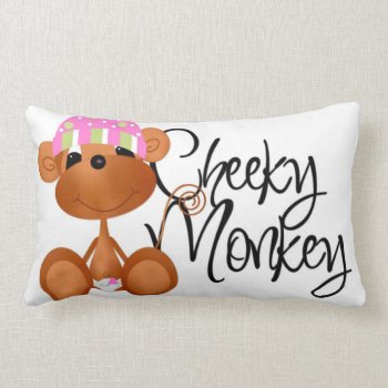 Pink Cheeky Monkey Pillow by LulusLand at Zazzle