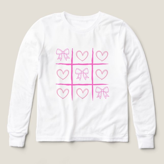 Pink Cheer Tic-Tac-Toe Valentine's Day Shirt  (Design Front)