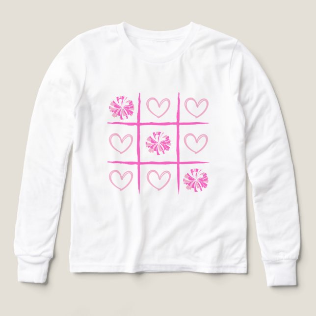 Pink Cheer Tic-Tac-Toe Valentine's Day Shirt  (Design Front)