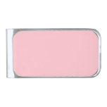 Pink Cheerful Solid Color Silver Finish Money Clip