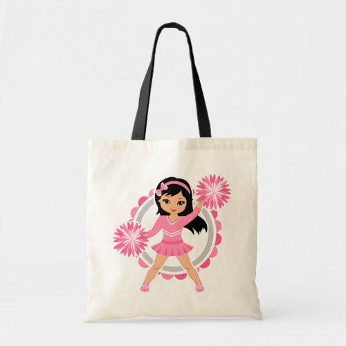 Pink Cheerleader Black Hair _ Cute Cheer Tote Bag