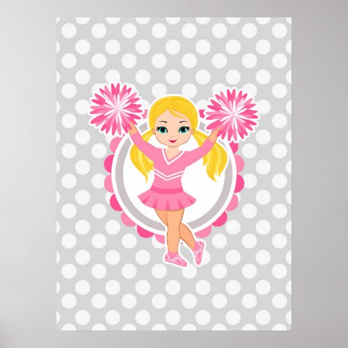 Pink Cheerleader Blond _ Cute Cheer Poster