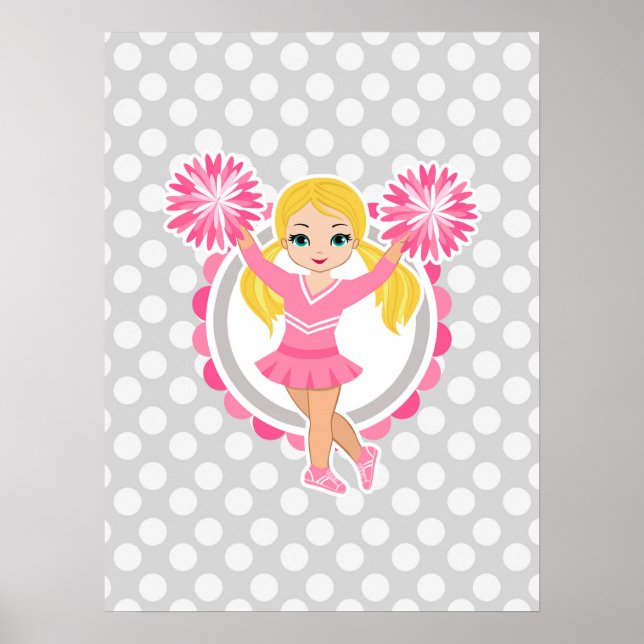 Pink Cheerleader Blond - Cute Cheer Poster (Front)