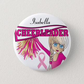 Pink Cheerleader Breast Cancer Support Button
