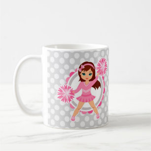 Pink Cheerleader Brunette - Cute Cheer Coffee Mug