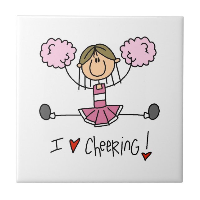 Pink Cheerleader Ceramic Tile (Front)