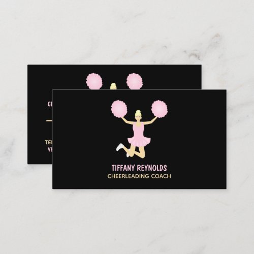 Pink Cheerleader Cheerleading Coach Business Card