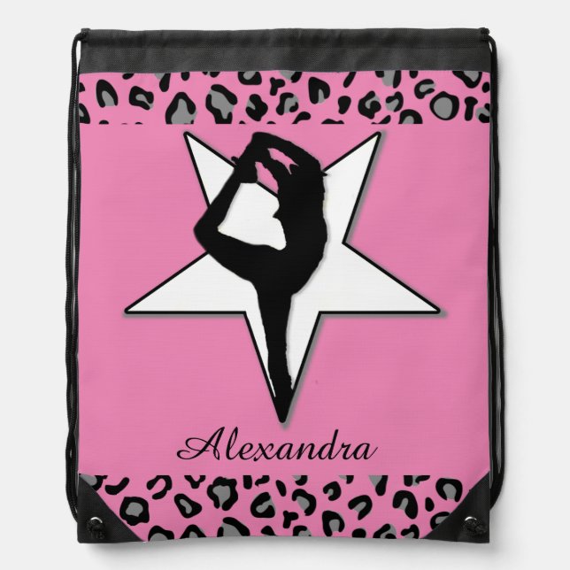 Pink cheerleader cinch sack drawstring bag (Front)
