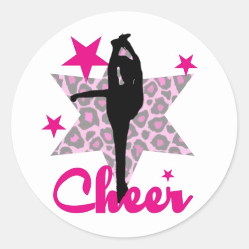 Pink cheerleader classic round sticker