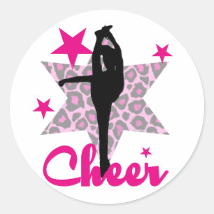 Pink cheerleader classic round sticker
