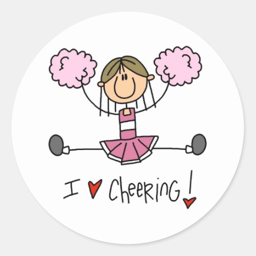 Pink Cheerleader Classic Round Sticker