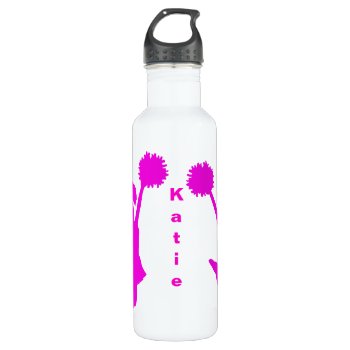 Pink Cheerleader Custom Stainless Steel Water Bottle by Hannahscloset at Zazzle