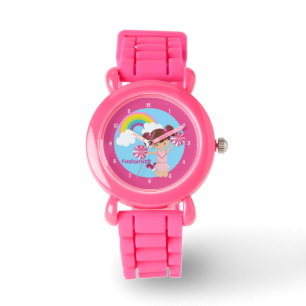 Pink Cheerleader Cute Custom Cheerleading Kids Watch