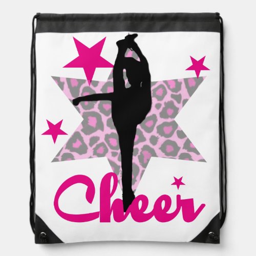 Pink Cheerleader Drawstring Bag