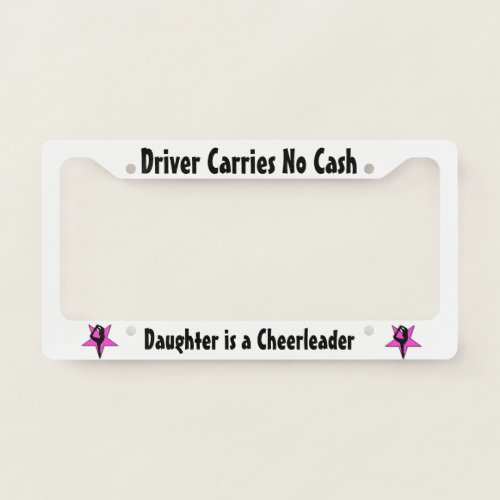 Pink Cheerleader license plate holder License Plate Frame