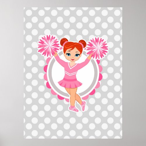 Pink Cheerleader Redhead _ Cute Cheer Poster