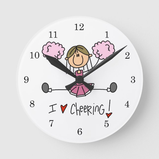 Pink Cheerleader Round Clock (Front)