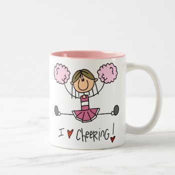 Pink Cheerleader Two-tone Coffee Mug by stick_figures at Zazzle