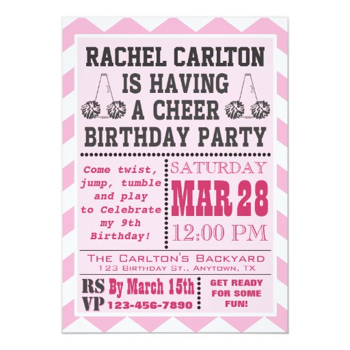 Cheerleading Birthday Party Invitations 1