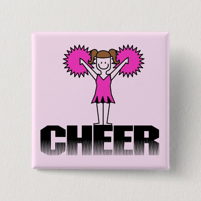 Pink Cheerleading T-shirts and Gifts Button (Front)