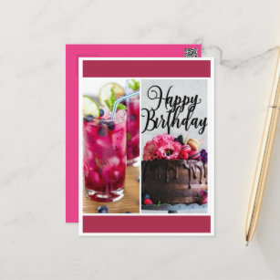 Pink Cheers Happy Birthday Greeting Post Card