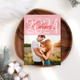 Pink Cheers to 2024 Christmas Holiday Photo Card