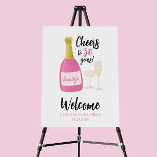 Pink Cheers to 30 years bubbly 30th birthday party Foam Board
