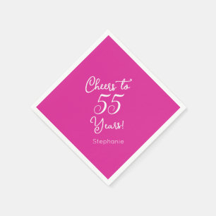 Pink Cheers to 55 Years 55th Birthday Napkins