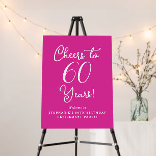 Pink Cheers to 60 Years Retirement Welcome Sign