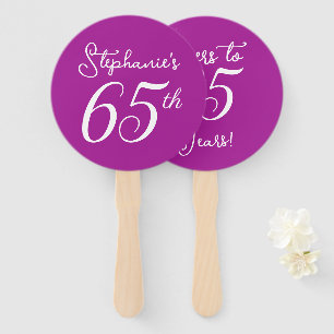 Pink Cheers to 65 Years 65th Birthday Party Hand Fan
