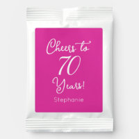 Pink Cheers to 70 Years 70th Birthday Party Favor