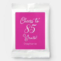 Pink Cheers to 85 Years 85th Birthday Party Favor