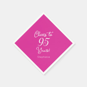 Pink Cheers to 95 Years 95th Birthday Napkins