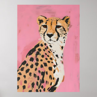 Pink Cheetah Art Print – Modern Safari Wall Art fo