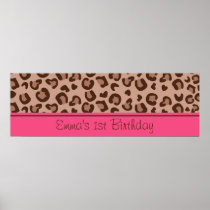 Pink Cheetah Birthday Banner Poster