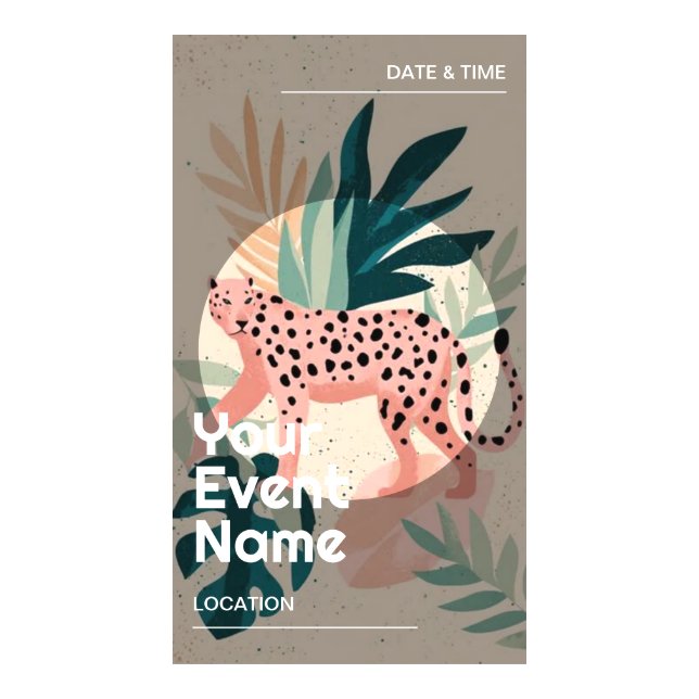 Pink Cheetah Boho Tropical Cheetah Wild Safari Art Digital Templates (Front)