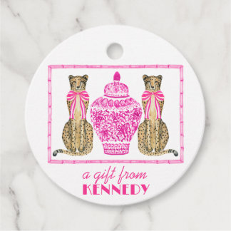 Pink Cheetah Chinoserie Gift Tag