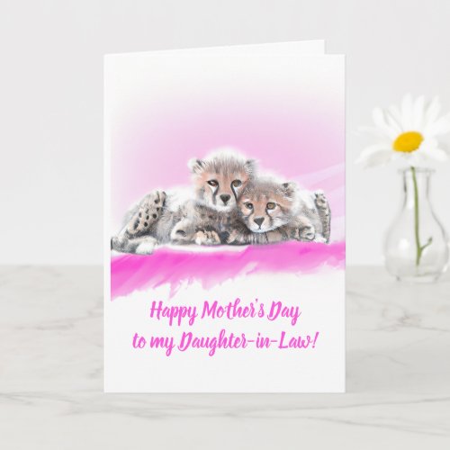 Pink Cheetah Cubs Daughter_in_Law Mothers Day Card