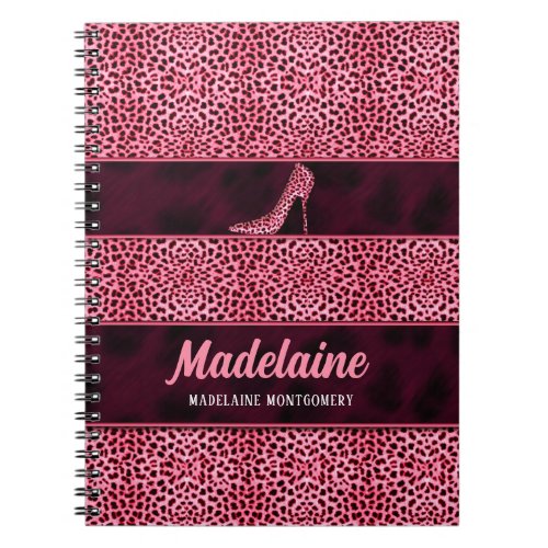 Pink Cheetah for the Writer with Name Notebook