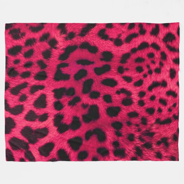 Pink Cheetah Fur Pattern Fleece Blanket (Front (Horizontal))