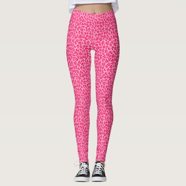  Pink Cheetah Leopard Print Leggings (Front)