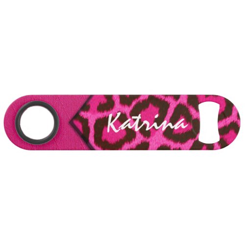 Pink Cheetah Monogram Speed Bottle Opener