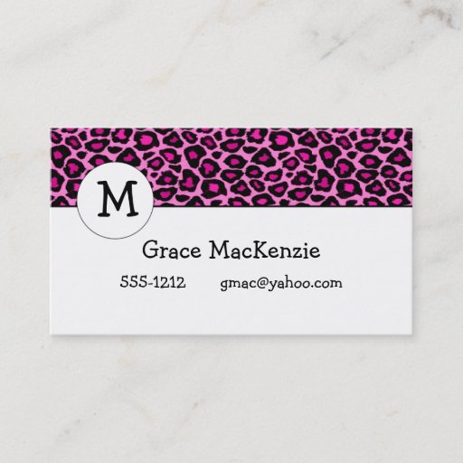 Customizable Pink Cheetah or Leopard Business Card (#BUS 015)