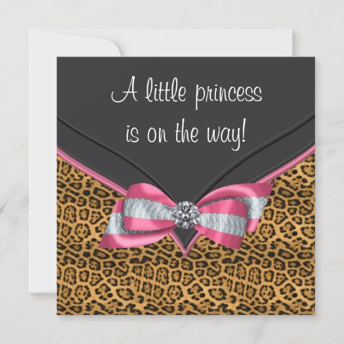 Pink Cheetah Princess Baby Shower Personalized Invitation